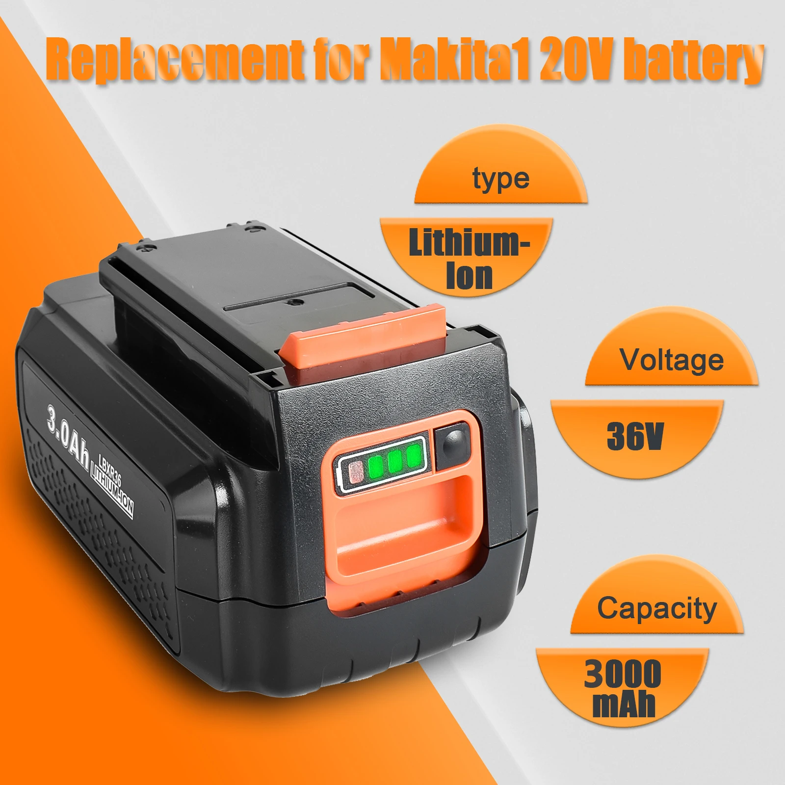 3.0Ah 40 Volt LBX2540 Battery Replacement for Black and Decker 40V Lithium  Battery LBX1540 LBX2040 LBXR36 LBXR2036 LBX36 and LCS40 LCS36 Charger for