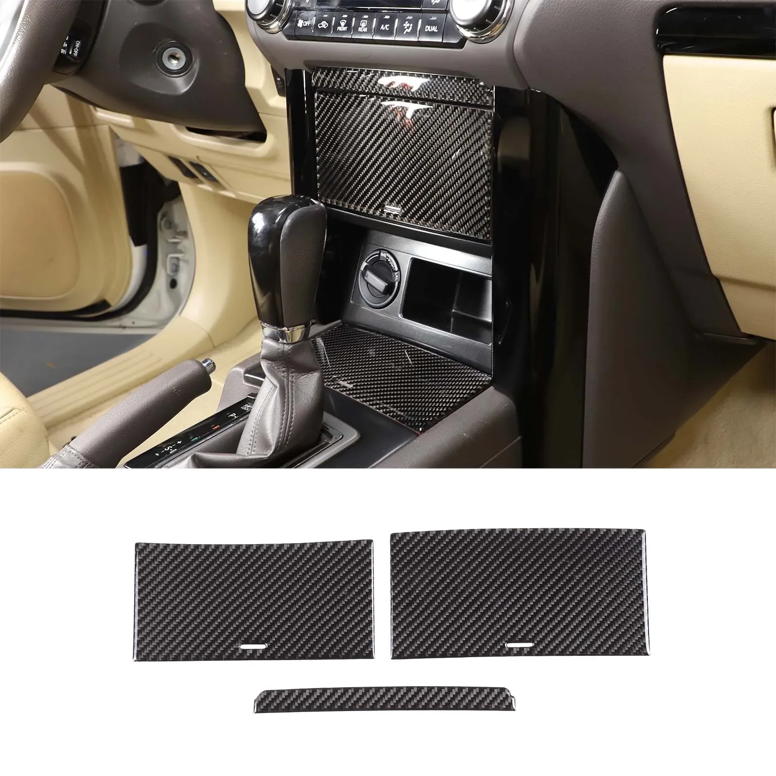 

For Toyota Land Cruiser Prado FJ150 150 2010-2017 Car Central Storage Box Cover Sticker Soft Carbon Fiber Interior Accessories