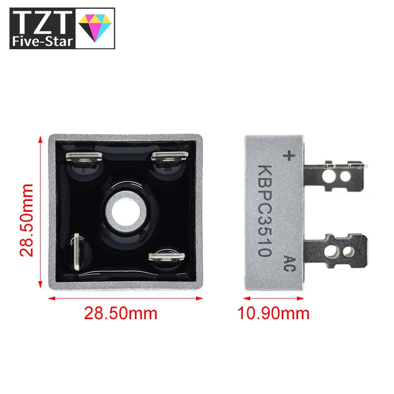 Diode Bridge Rectifier Electrical Rectifier Diodes Rectifier Diodes Electrical Diodes Electrical Component 1/2PCS KBPC1510 KBPC2510 KBPC3510 KBPC5010 15A 25A 35A 50A 1000V Diode Bridge Rectifier