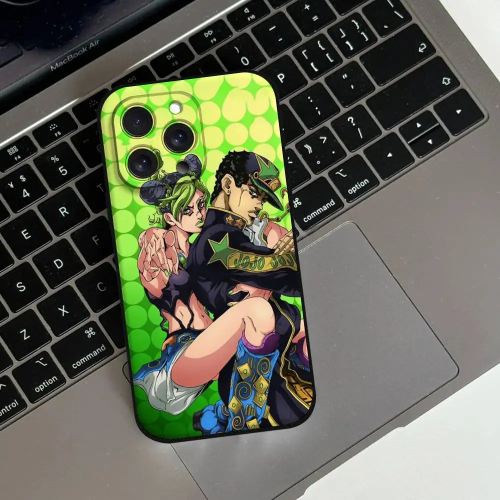 Anime-Inspired Soft Black Phone Case - JoJo's Bizarre Adventure Design