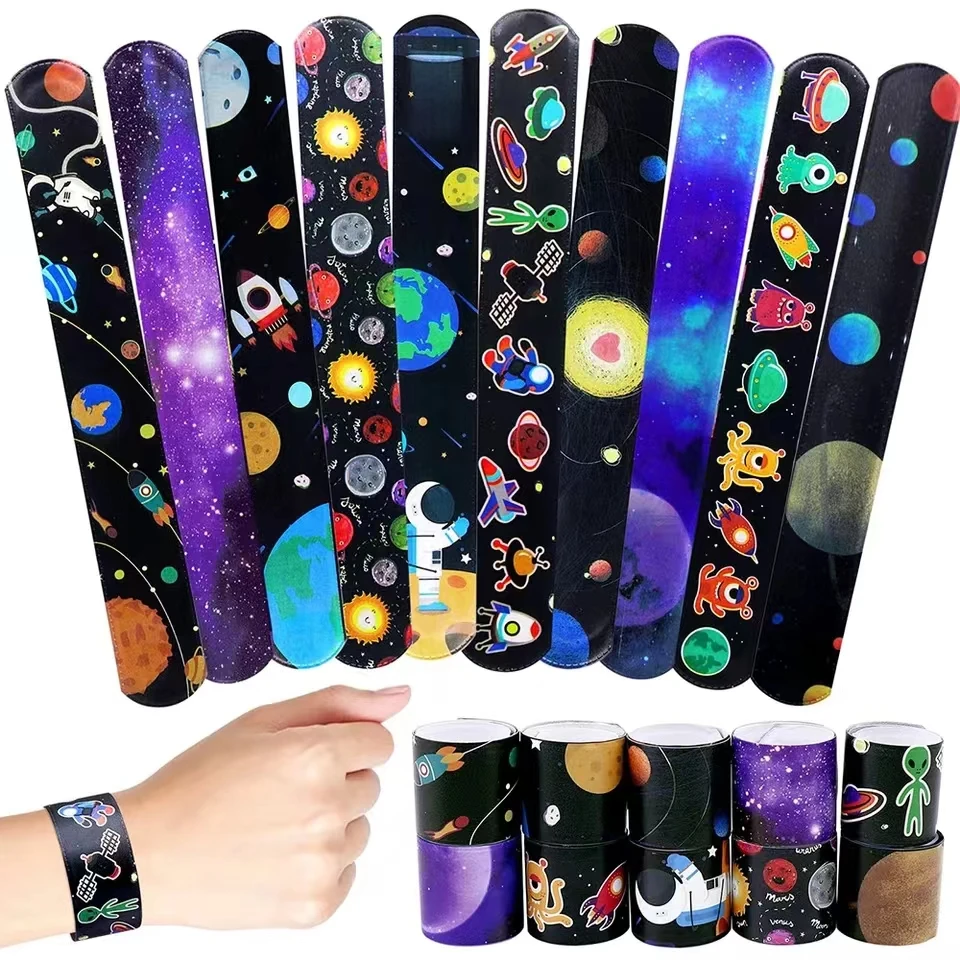 Space Astronaut Snap Bracelets-Pinata Toy Loot/Party Bag Filler Kids Pocket Slap Band Gift For Boy Girls Birthday Party Favors
