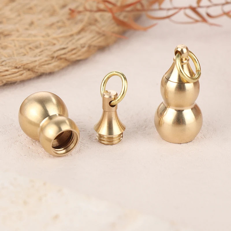 1Pc Brass Gourd Pendant Irregular Jar Keychain Hanging Necklace Jewelry Waterproof Pill Box Medicine Case