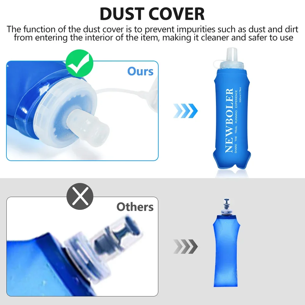 Sports water bottle 300/500ML TPU folding soft bottle outdoor sport water bag collapsible running camping
