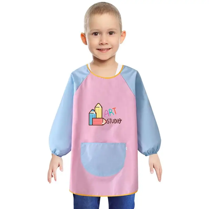

Модный Детский фартук с длинным рукавом, водонепроницаемый милый фартук, детский художественный фартук для кормления