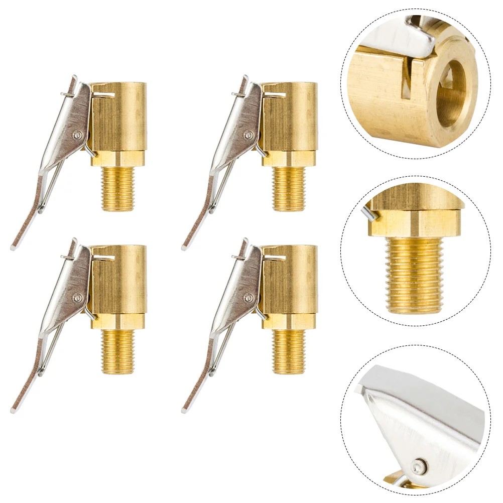 

4 Pcs Car Inflatable Chuck Thread Air Pump Accessories Adapter Copper Tire Connector