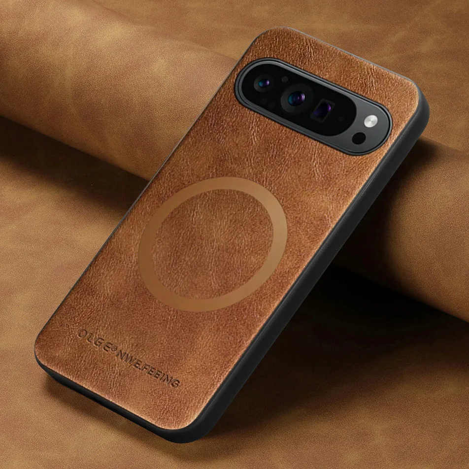 Luxury Leather Magnetic Phone Case with MagSafe Wireless Charging Compatibility