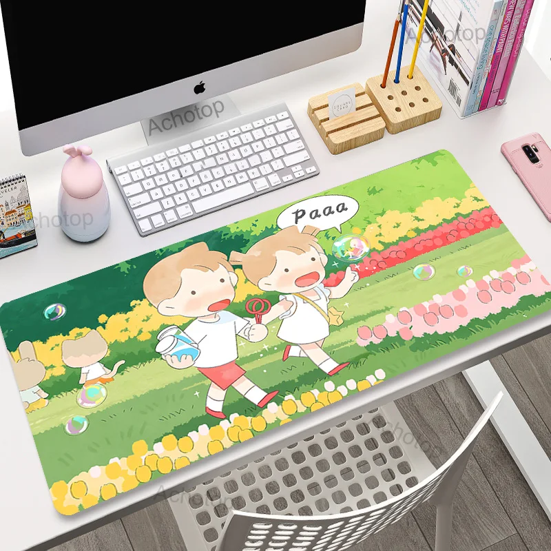 

Gamer Mouse Pad Kawaii Cartoon Green Gaming Pc Accessories Laptops Anime Extended Deskmat Mause Mousepad Keyboard Mat Carpet XXL