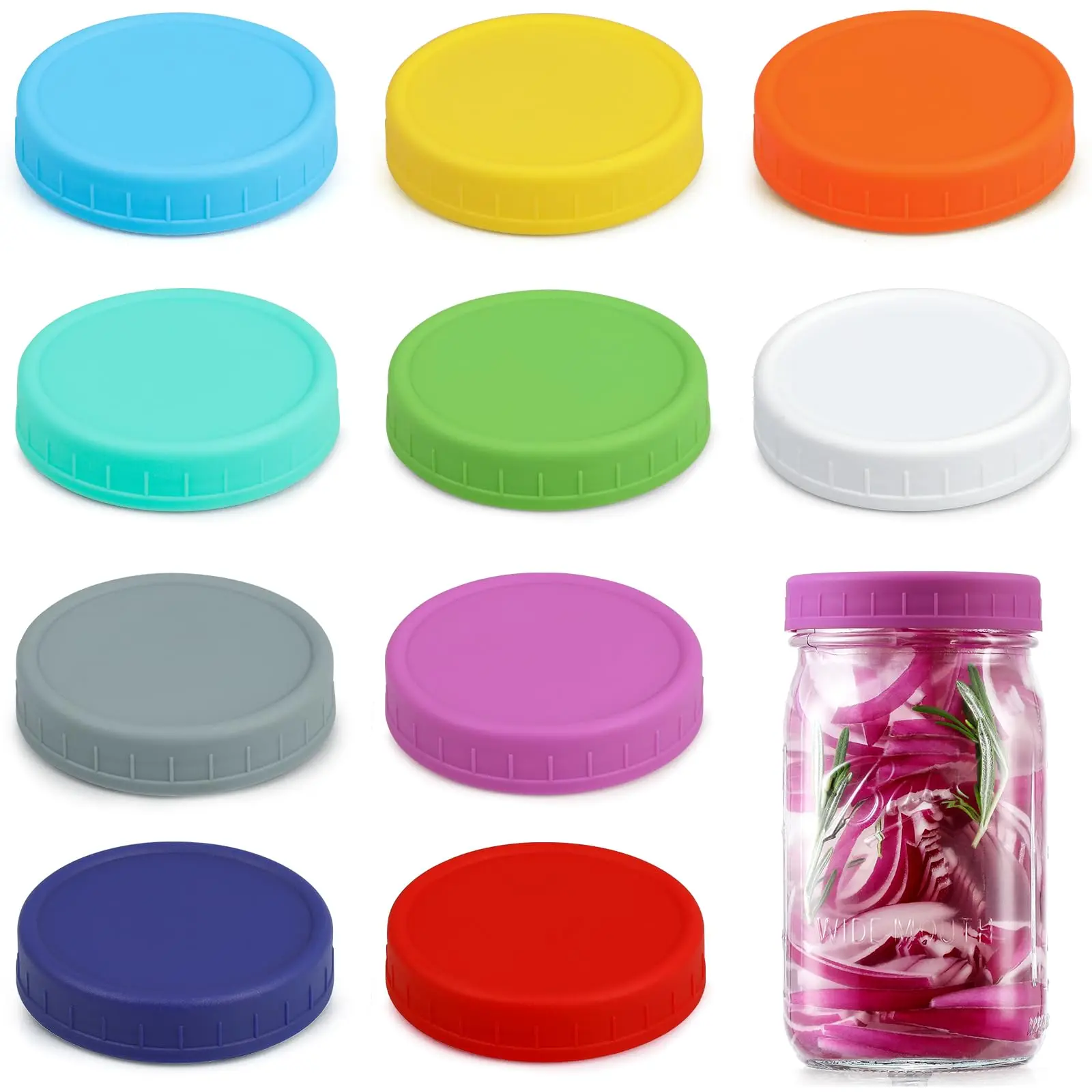 12PCS WIDE Mouth Mason Jar Lids PP Storage Caps Canning Jars Leak-Proof for Stanley Cup Accessories Kitchen Storage Organization