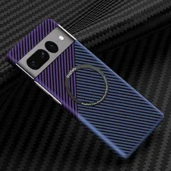 Carbon Fiber Wireless Charging Case - Fashion Cover with Anti - Knock Protection - Pixel 7 pro (PURPLE)