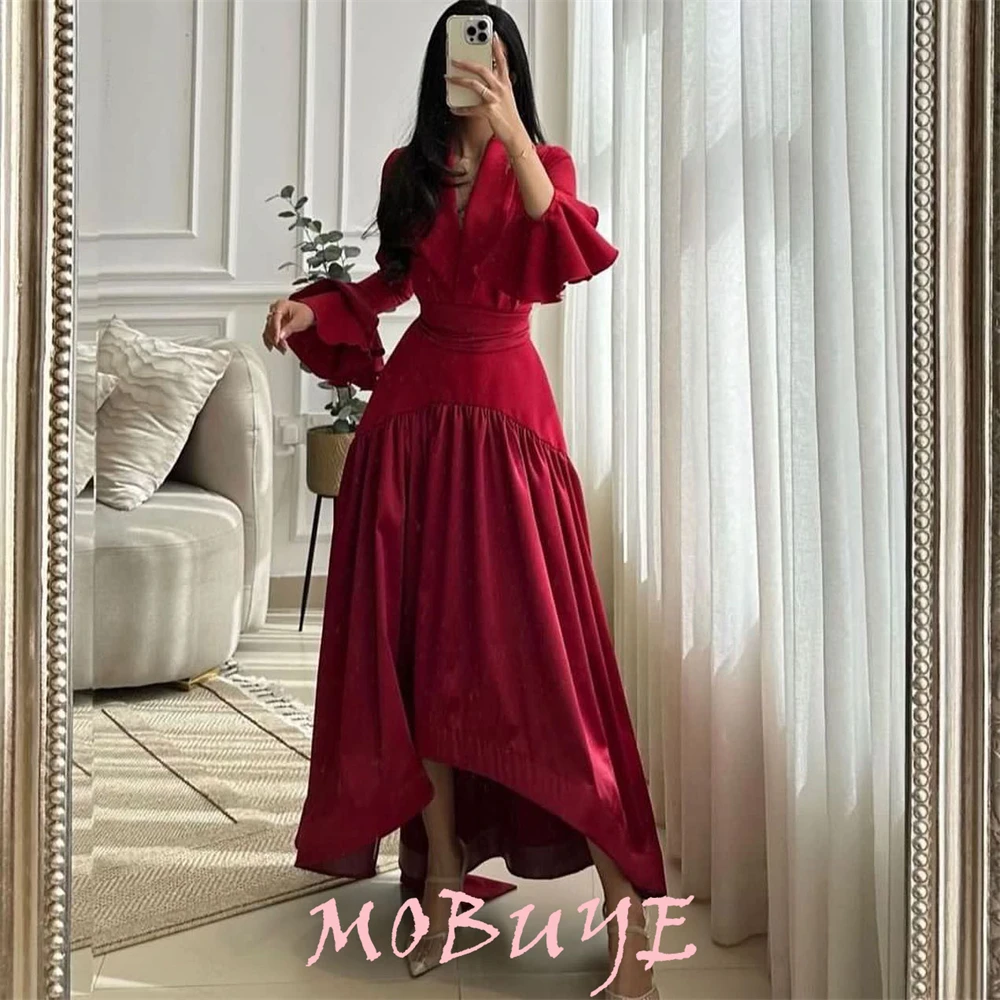 

MOBUYE 2024 Popular A-line O Neck Prom Dress Ankle-Length With Sleeveless Evening Fashion Elegant Party Dress For Women