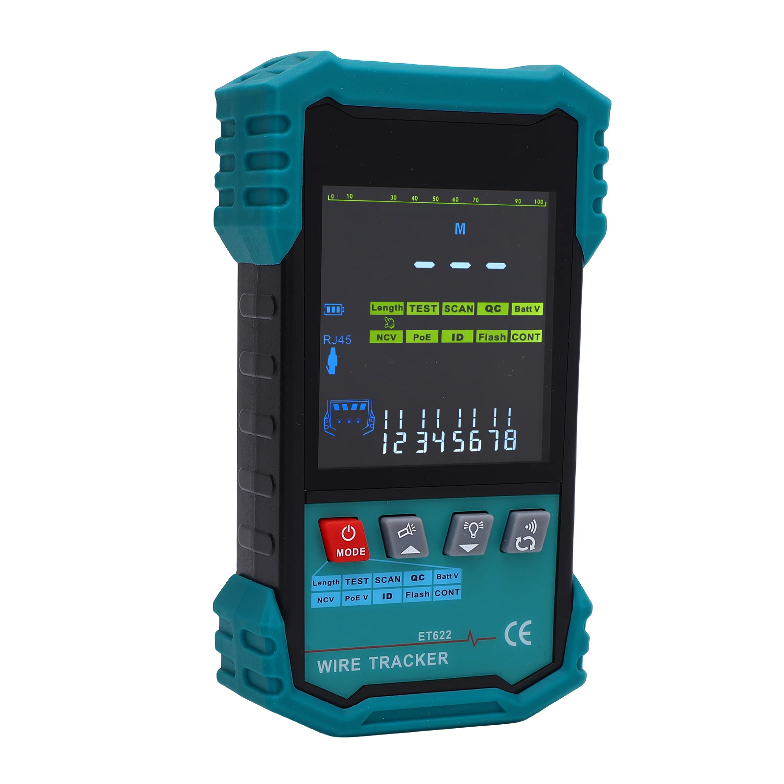 Cable Tester with POE Voltage Detection, Wire Tracker, RJ45 Length Measurement (