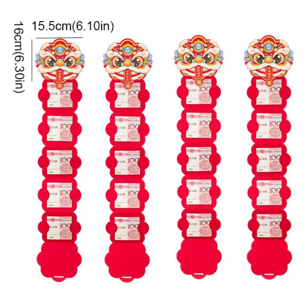 Cartoon Folding Red Envelope Traditional Blessing Words Lucky Red Pocket With Tassels Foldable Gift Bags Children Gifts
