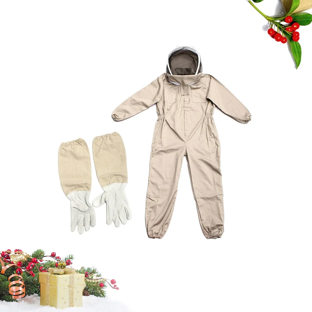 Protective Anti Bee Breathable Beekeeping Clothing Veil Hood Gloves Body Protective Suit