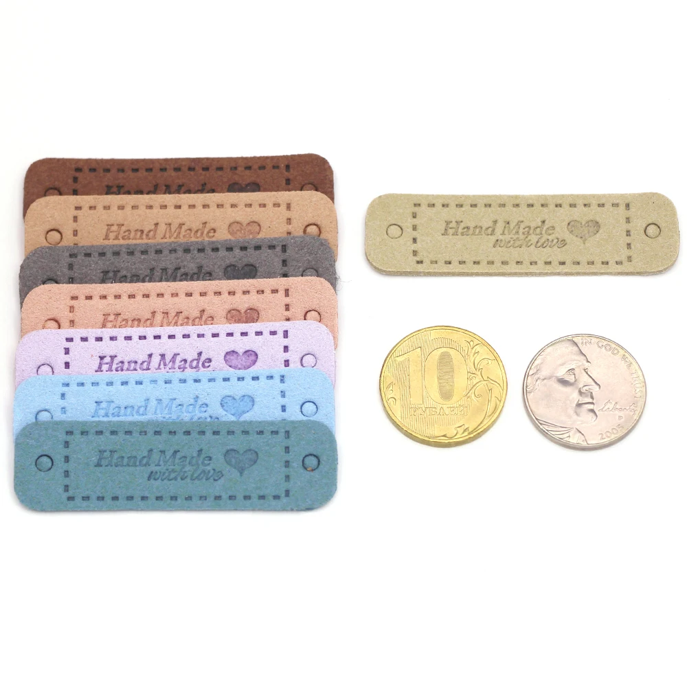 Description Picture 5 of item20PCS Arts Sewing Accessories Handmade PU Leather Hand Made With Love Clothes Tags Label Garment Labels