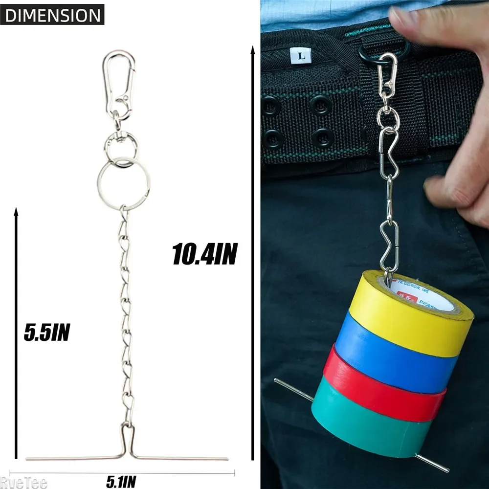 Tape Storage Chain Holder with Hook for Electrician Tool Belt Bag