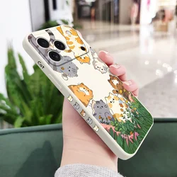 Charming Cat Design Liquid Silicone Phone Case with Soft Cover - iPhone 15 Pro (White)