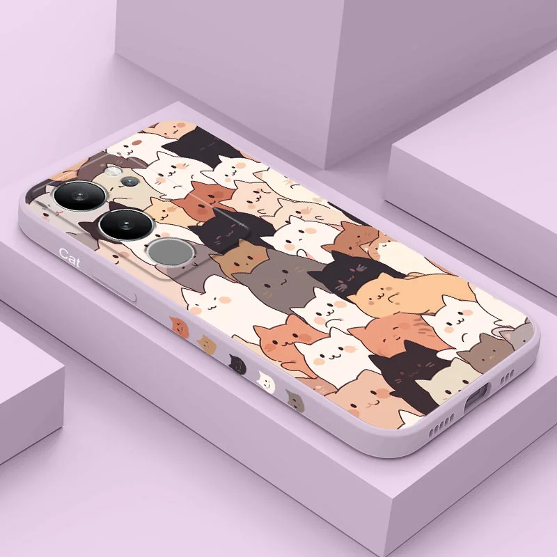 Cute Stacking Cat Silicone Phone Case Cover