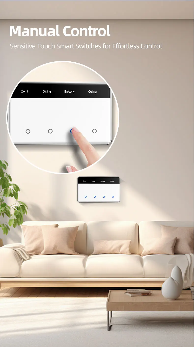 Zigbee Smart DIY Name Switch Horizontal Display Screen US Touch Light Switch Wor