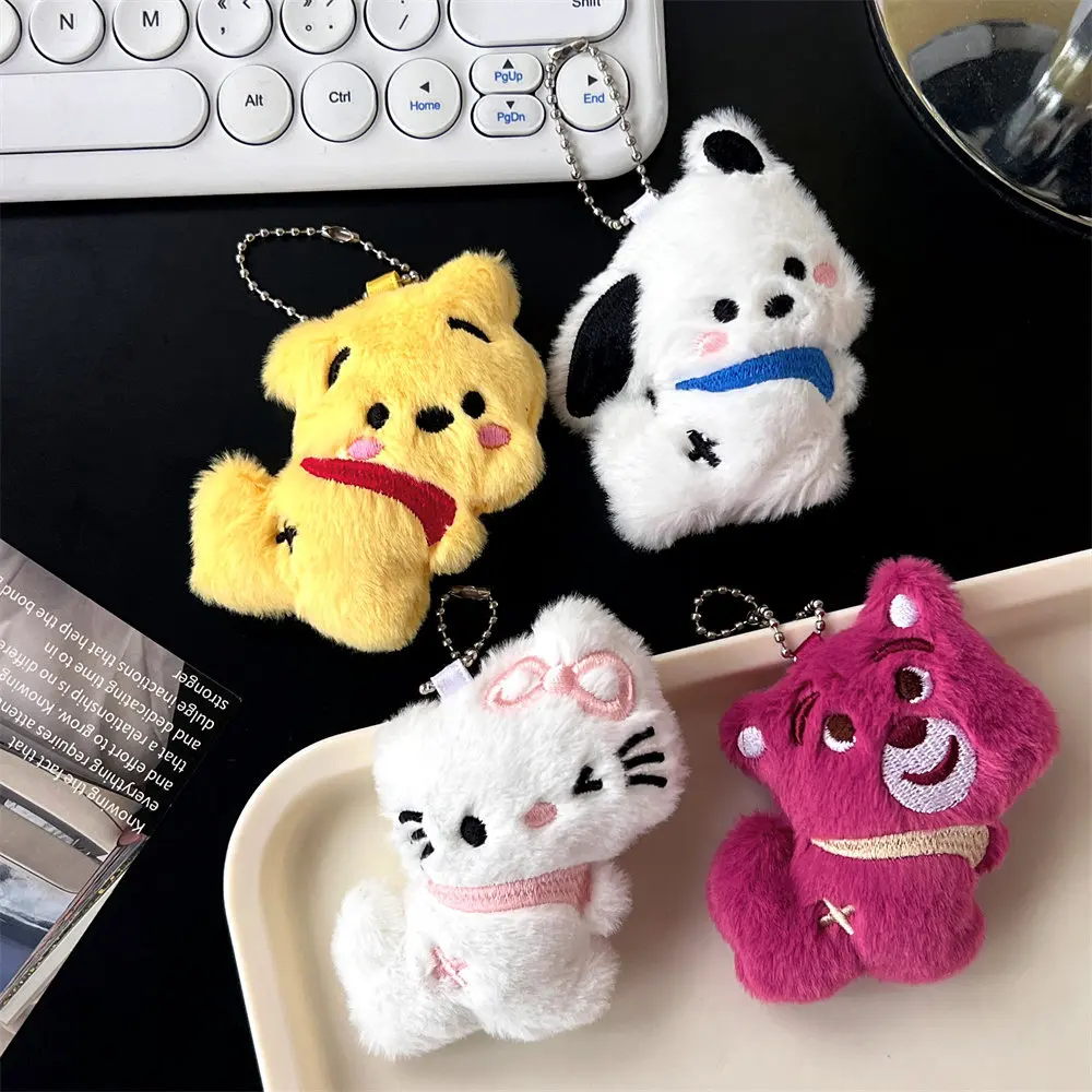 Sanrio Hello Kitty 10cm Plush Toy Keychain Kawaii Cute Kuromi Cinnamoroll Pochacco Plush Doll Gift Melody for Friends Childrens 4