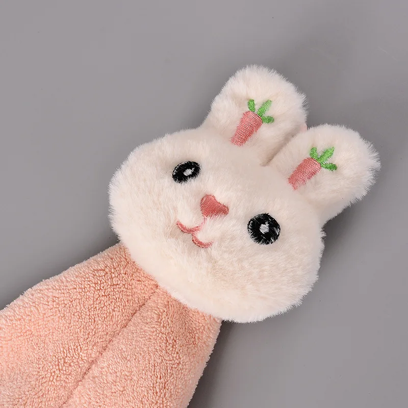 Cartoon Rabbit Wipe Hand Towel Soft Thicken Coral Fleece Super Absorbent Quick Dry Children Terry Towels For Kitchen Bathroom hand towel