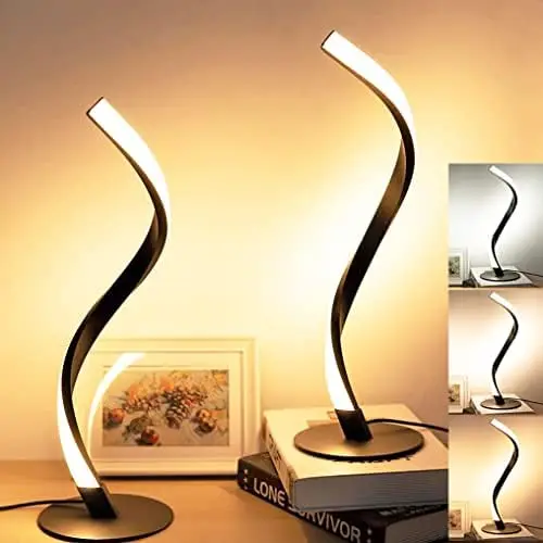 

Table Lamp Spiral LED Nightstand Lamps 3 Color Modes 10 Brightness Levels Desk Lights Metal Bedside Lamps for Living Room Bedroo
