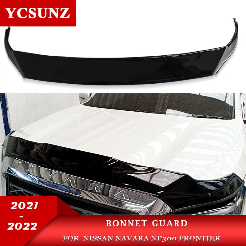 

Black Bonnet Guard For Nissan Navara NP300 Frontier 2021 2022 Bonnet Scoop Hood Cover Pick Up Truck Car accessories
