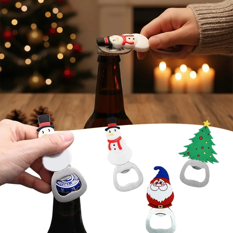 Silicone Stainless Steel Christmas Beer Bottle Openers