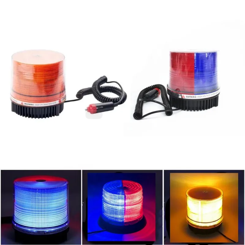 LED Red Blue Car Emergency Beacon Strobe Light Base Safety