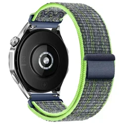 Soft Embroidery Nylon Loop Sport Strap - 20mm & 22mm Options - 22mm width band (Flash green blue)
