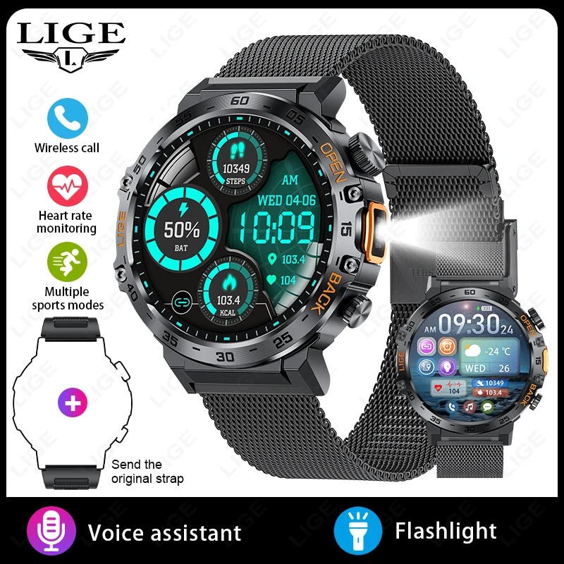 LIGE 2024 Smart Watch Men 360 360 AMOLED HD Screen Waterproof Sport Fitness - Picture 25 of 30