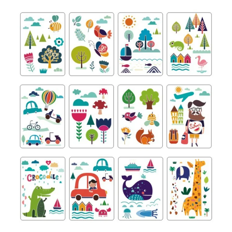 

12pcs Cute Forest Animal Theme Painting Stencils DIY Layering Scrapbook Coloring Embossing Decoration Drawing Template 21*29.7cm