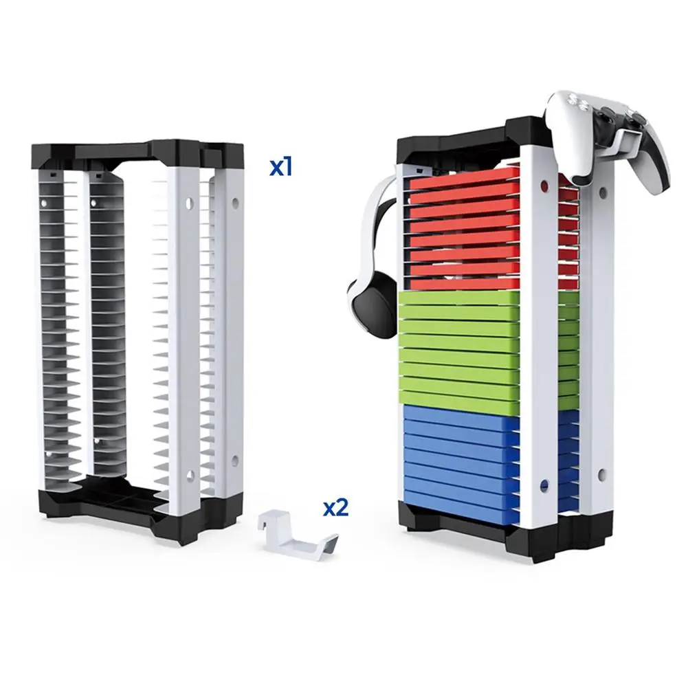 1Pc Game Disc Card Storage Tower Holder Per Ps5 / Switch / Ps4 Game Disc Storage Rack Con Gancio Per Cuffie Accessori Per Giochi