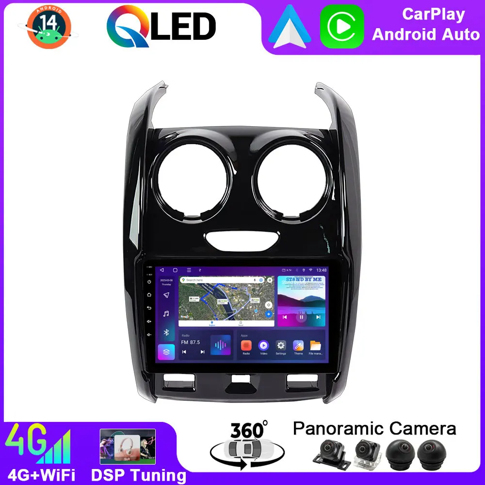 Reproductor Multimedia para Auto Rodetiss de 9 Pulgadas con Android 14 y Pantalla QLED para Renault Duster, Lada Largus, Dacia Duster, GPS, Radio para Auto, Carplay, DSP Inalámbrico 1