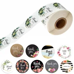 Autocollant Floral de remerciement, étiquette ronde de scellage, étiquette scrapbooking faite à la main, enveloppe, papeterie, 10 styles, 50 pièces/wad, 1 pouce 