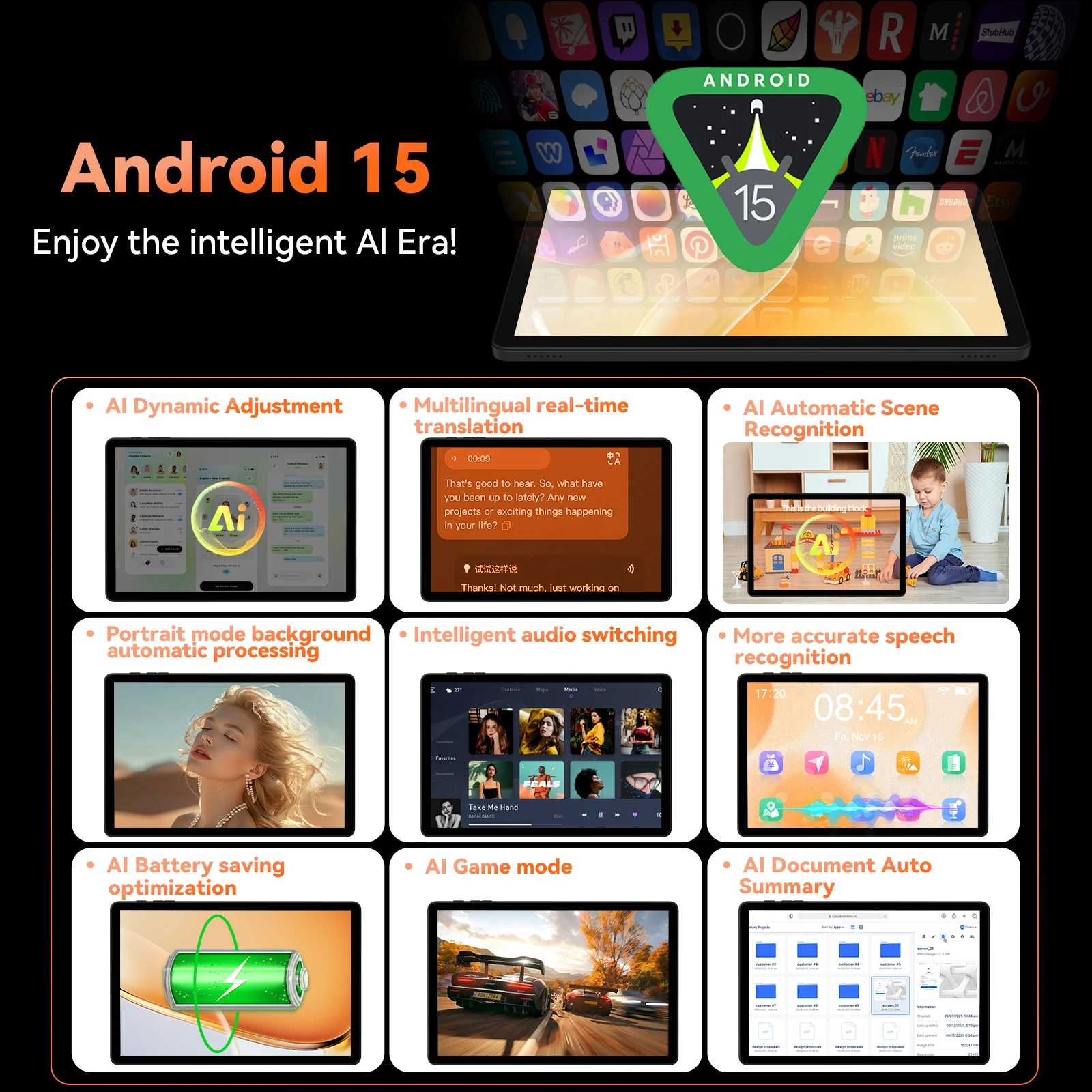Headwolf WPad7 Android 15 Tablet 11 inch T606 CPU 12GB RAM 128GB ROM 1200*1920 IPS 8000mAh Battery 4G SIM Tablet 3