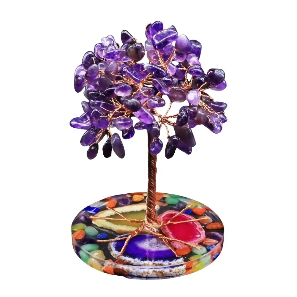 CrystalMoneyTreeCopperWireWrappedWAgateSliceBaseGemstone