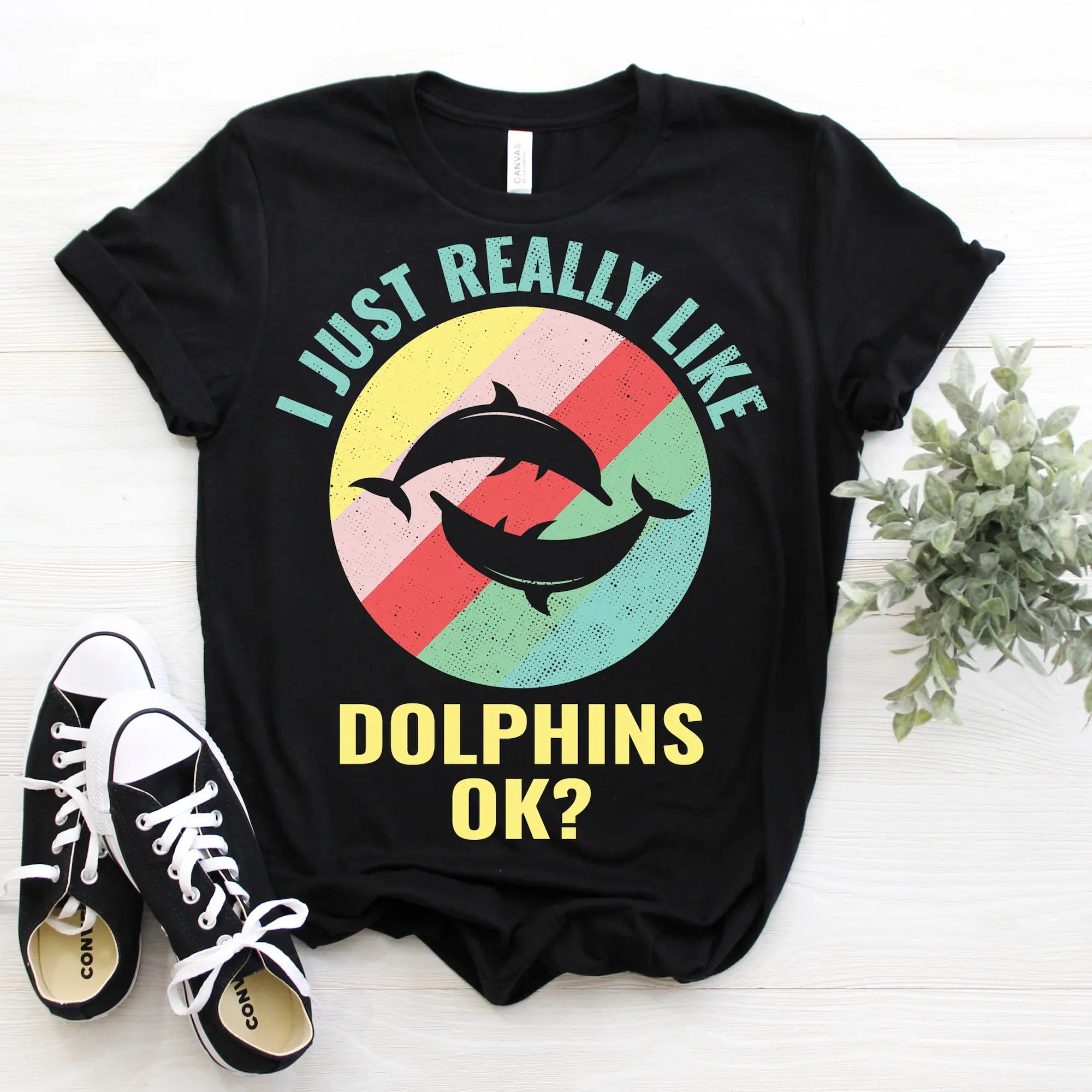 I Just Really Like Dolphins Ok Cute T Shirt Dolphin Animal Lover Watching Vintage Costume Vocation Ocean Life