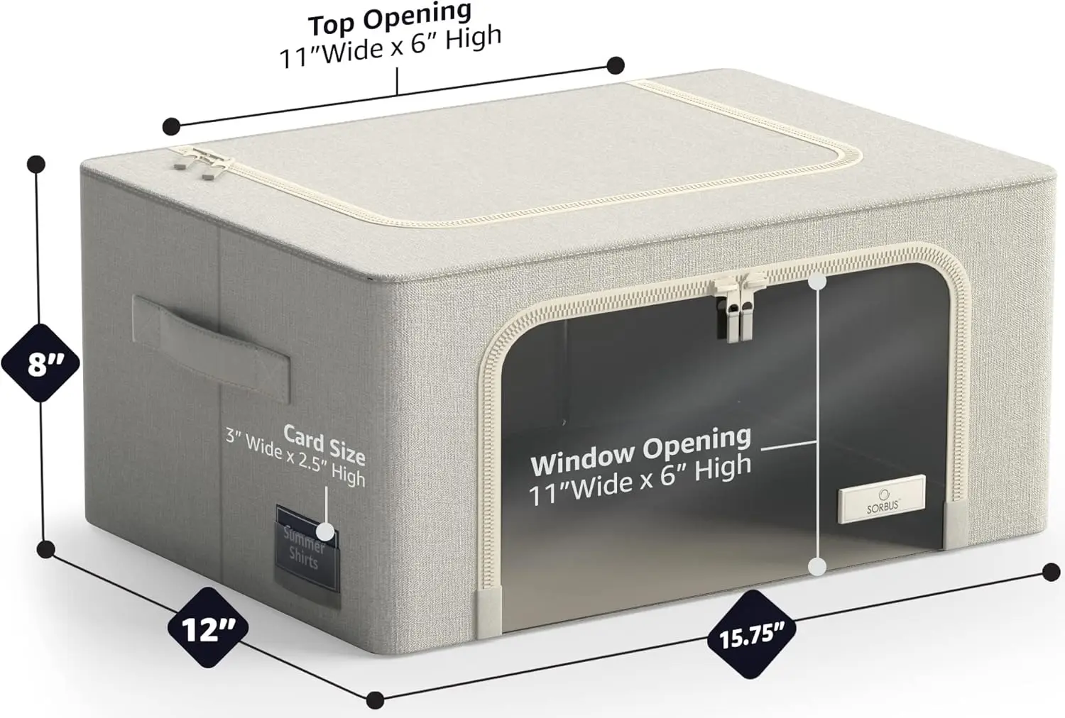 Storage Bins with Metal Frame-Stackable&Foldable Clothes Organizer Bags-Oxford Fabric Storage Containers with Large Clear Window 3