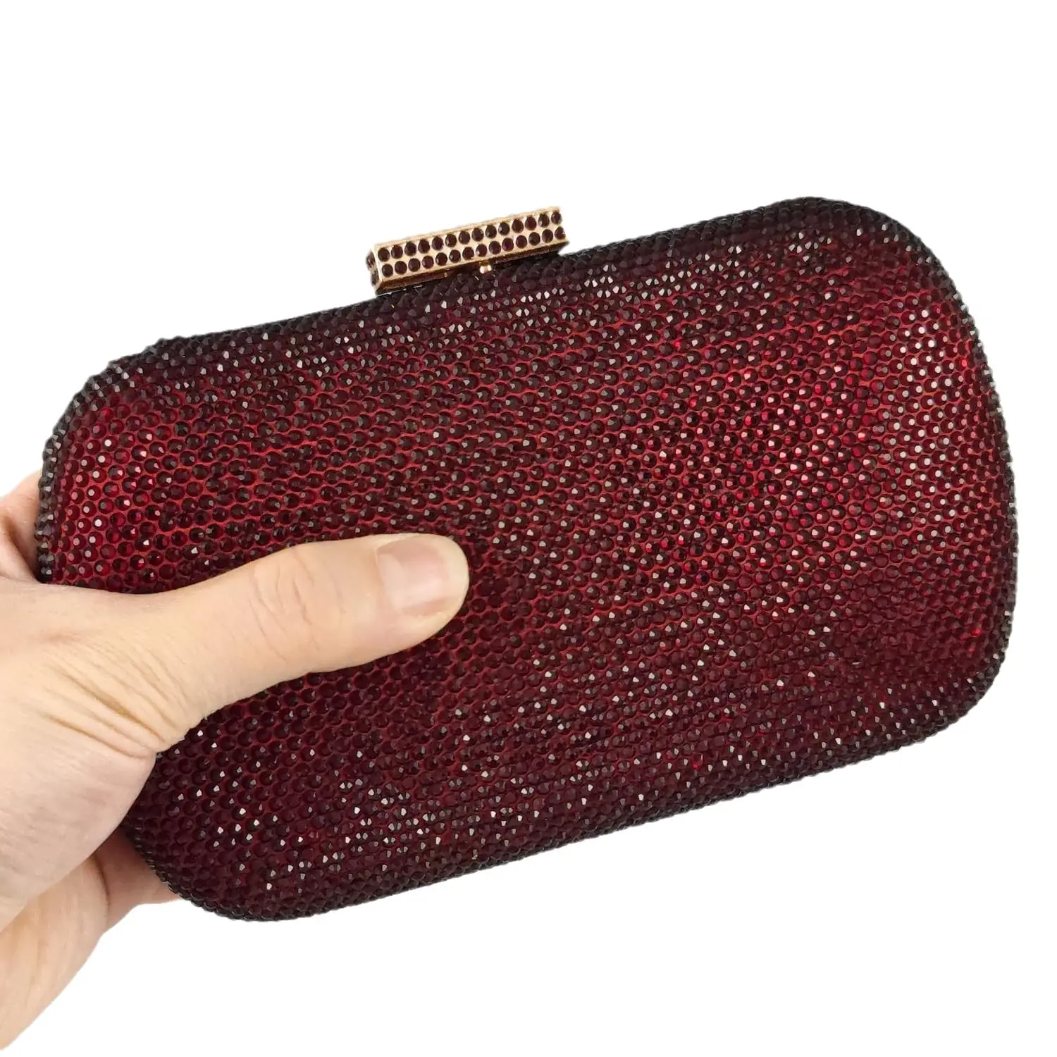 Vintage Beaded Evening Clutch - Embroidered Diamond Sequined Bride Bag In Burgundy
