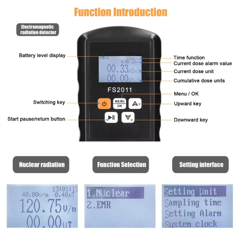 FS2011 2 in 1 Geiger counter Nuclear Radiation Detector X-ray Detector Geiger Counter Dosimeter Marble Radioactive Testing Tools 5