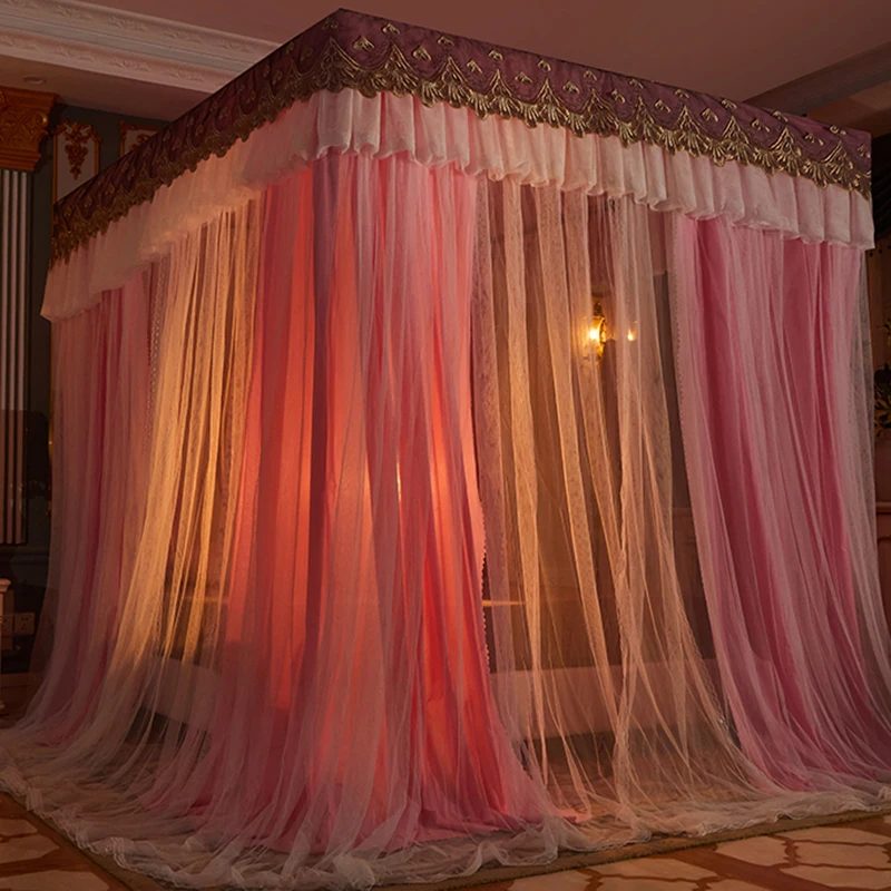 

Foldable Room Decoration Mosquito Net for Double Bed Linen Roll-up Mosquito Net Sliding Princess Bed Mosquitero Home Textile