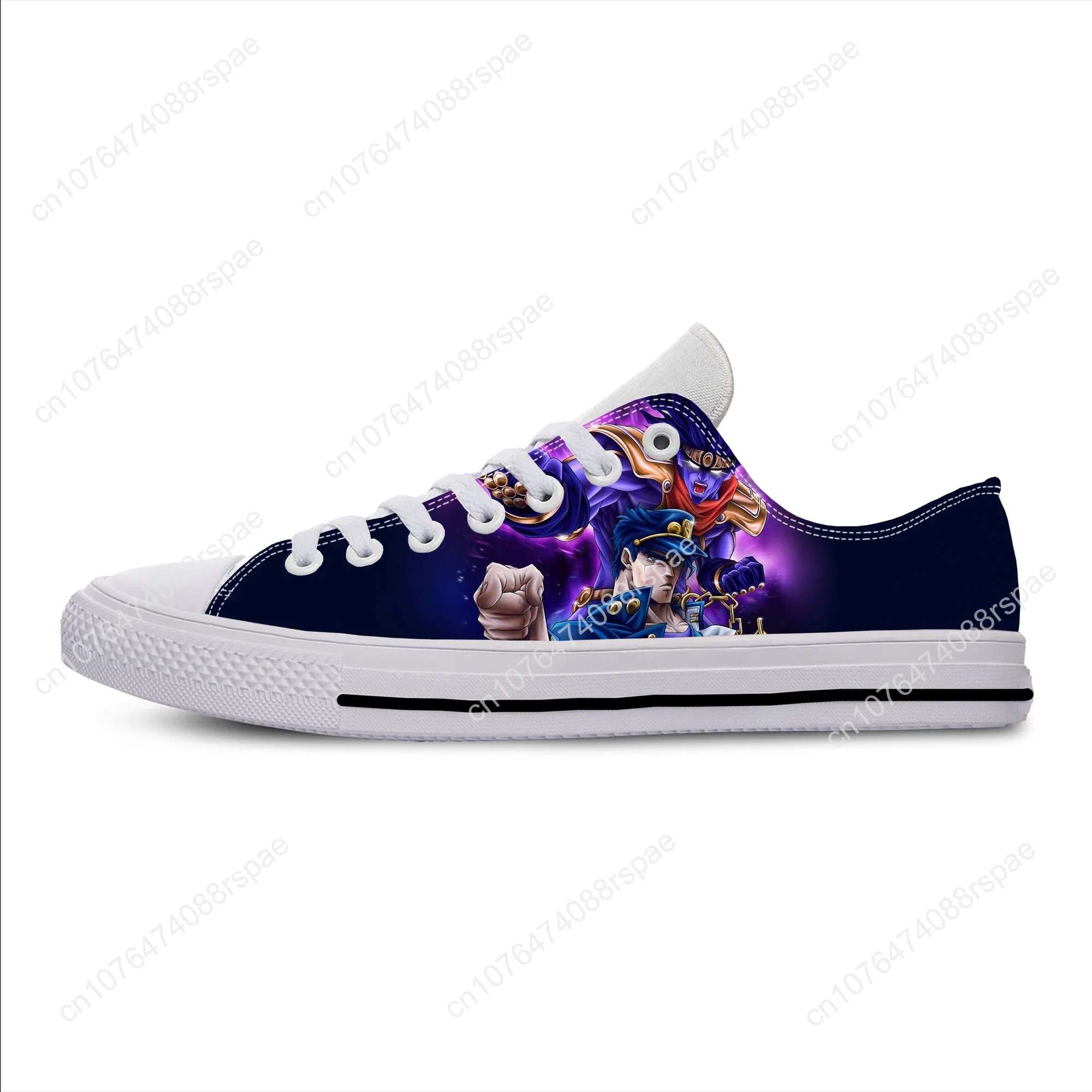 Hot Japanese Anime Jojo Bizarre Adventure Kujo Jotaro Casual Shoes Low Top Breathable Board Shoes Lightweight Men Women Sneakers