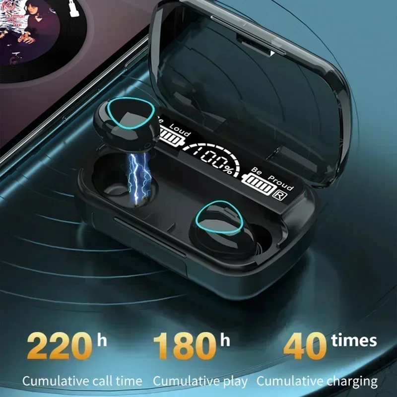 M10 Bluetooth Earphones Handfree LED Dispay Headphones Bluetooth HiFi Stereo Music Wireless Earbuds Waterproof Gaming Headset 5