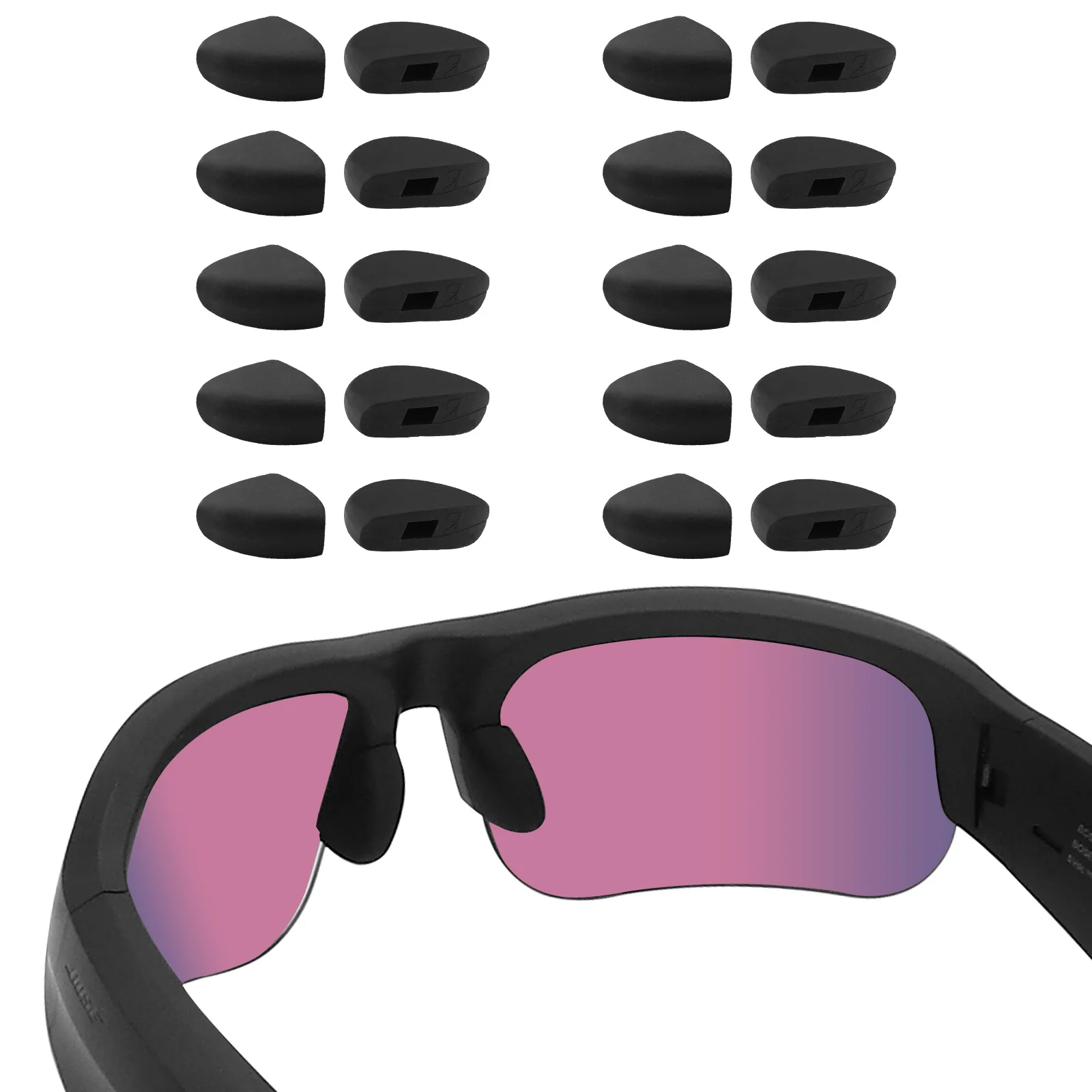 Replacement Nosepads For Bose Tempo Sunglasses - Silicone, Red, Asian & Euro Fit