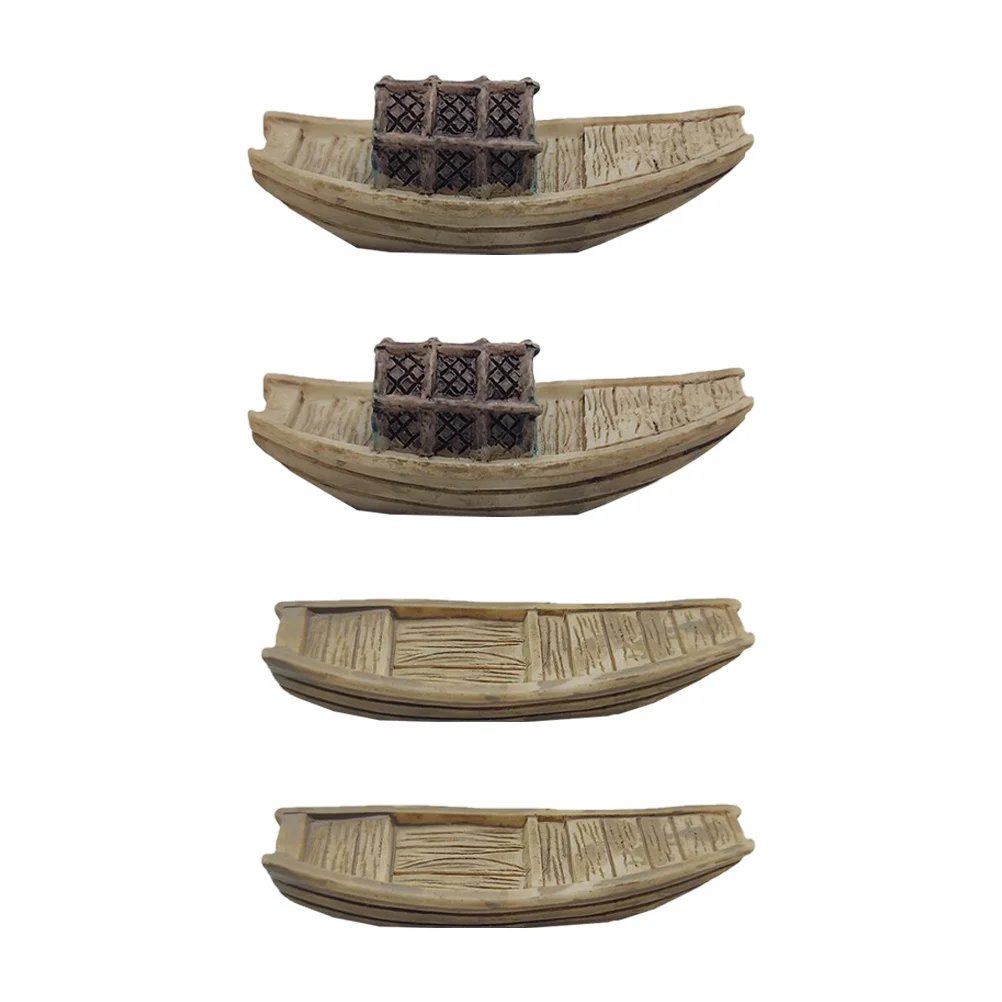 

4pcs Simulation Boat Model DIY Handicraft Micro-landscape Decor (Assorted Color)