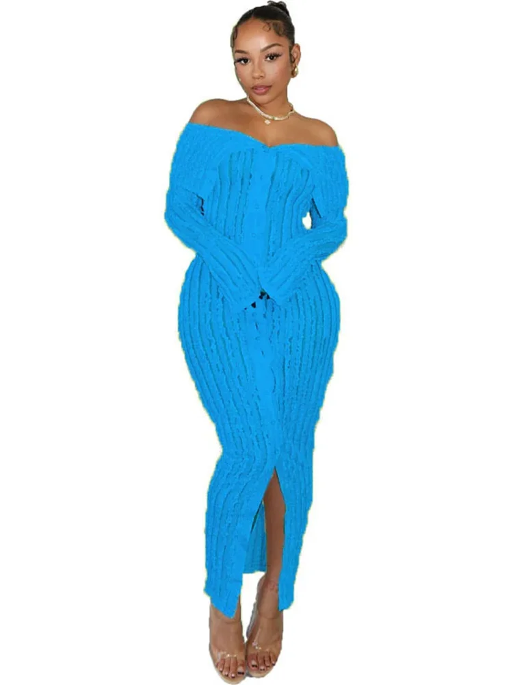 Wmstar Women Dress Long Sleeve Knitted New Fashion Elegant Bodycon Ladies Sexy Bodycon Party Long New Maxi Dresses Dropshipping