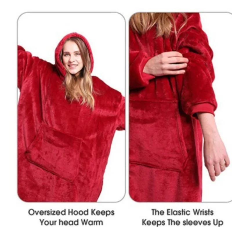 Winter Couples Fleece Homewear Thickened Warm Medium-length Lazy Robe Crew Neck Style Outdoor Use For Men Women