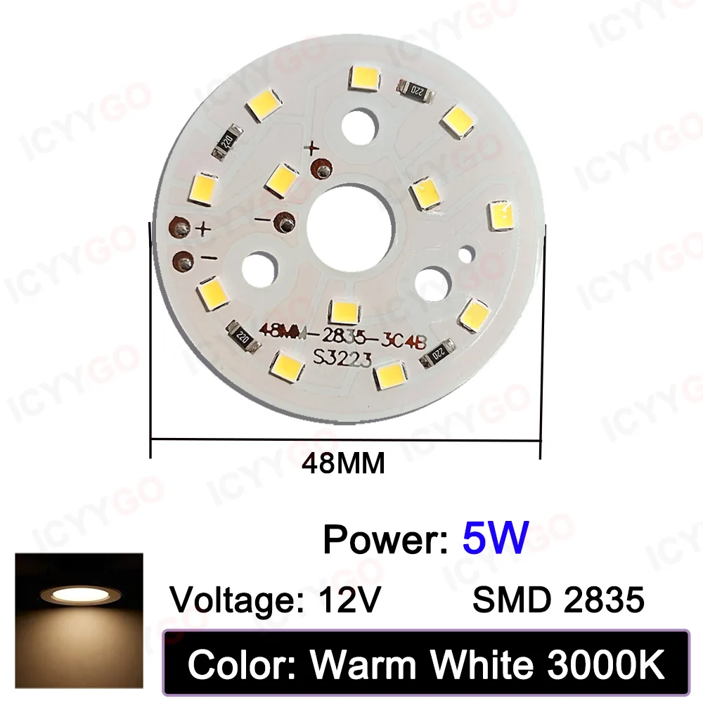 LED Light Panel 12V 3W 5W 7W Low Voltage Light Source Board DC White Warm 46MM 48MM 65MM DIY Round Panel