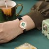 LUCKYFOX Simple and Fashionable Women's Watch Vintage Round dial Clover hollowed out black strap Quartz Watch Gift Relojes 3