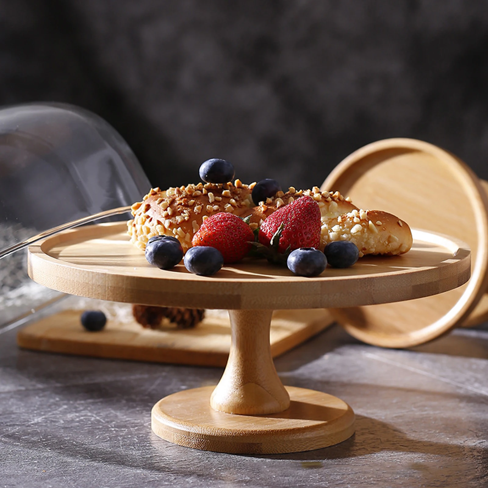 Wood Cake Stand Pedestal Dessert Round Holder Wedding Party Birthday Small Cupcake Tall Table Bases Plates Display